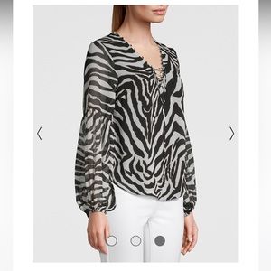 NWT White House Black Market Zebra-Print Blouse size S